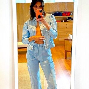 KENDALL + KYLIE Women's Puff Sleeve Denim Jacket